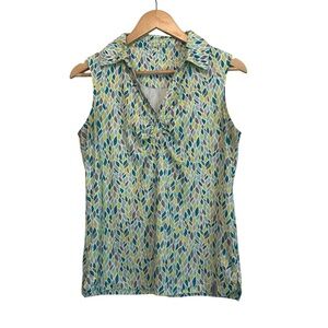 Maggie Lane Women's Medium Green Sleeveless Stretch Golf Athletic Sport Polo Top